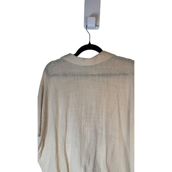 2/$30 ZARA Medium Beige Textured Knot Front Blouse Dolman Sleeves - Picture 10 of 14